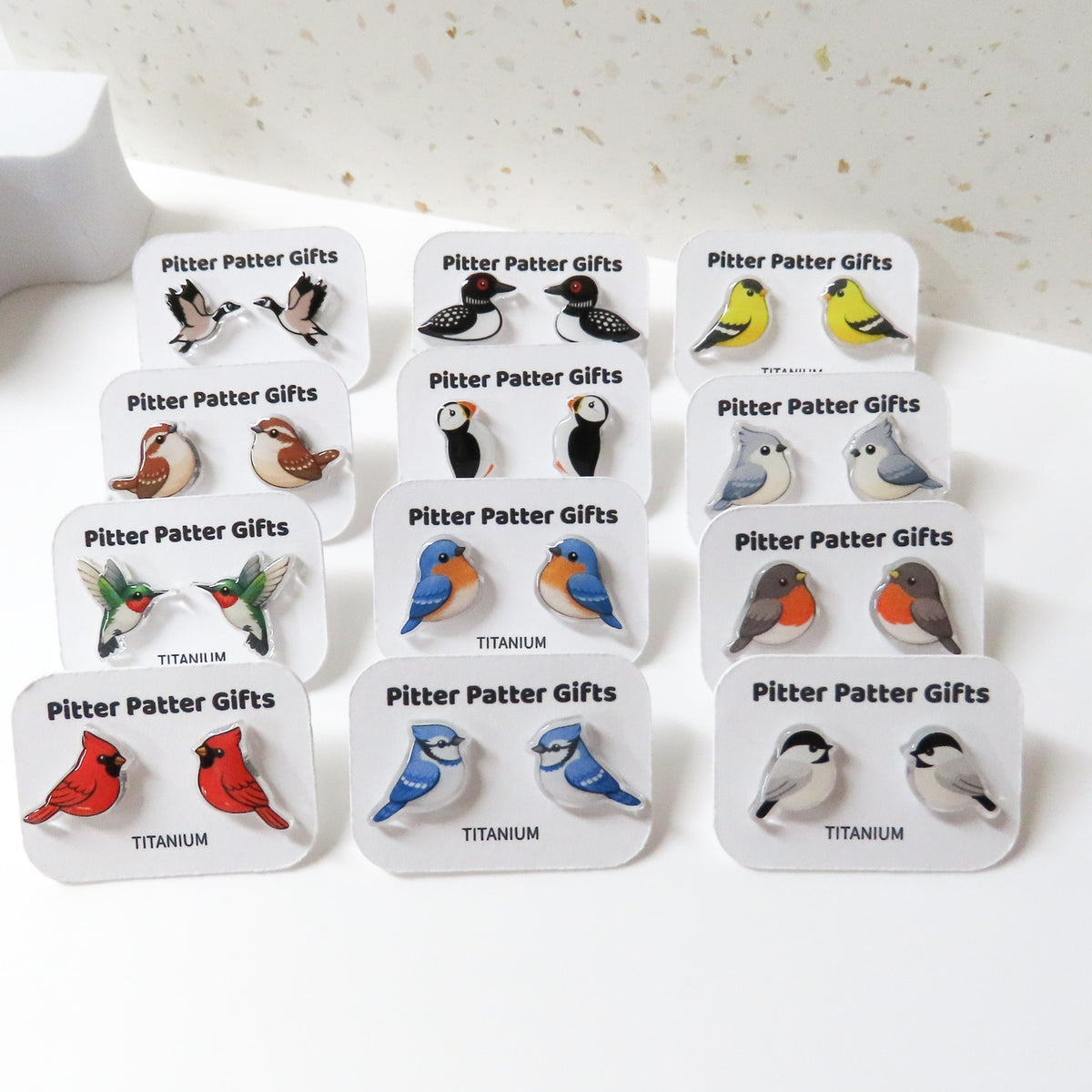 Cardinal Bird Stud Earrings