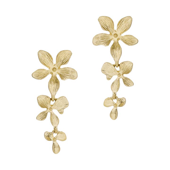 Triple Flower Drop Earrings