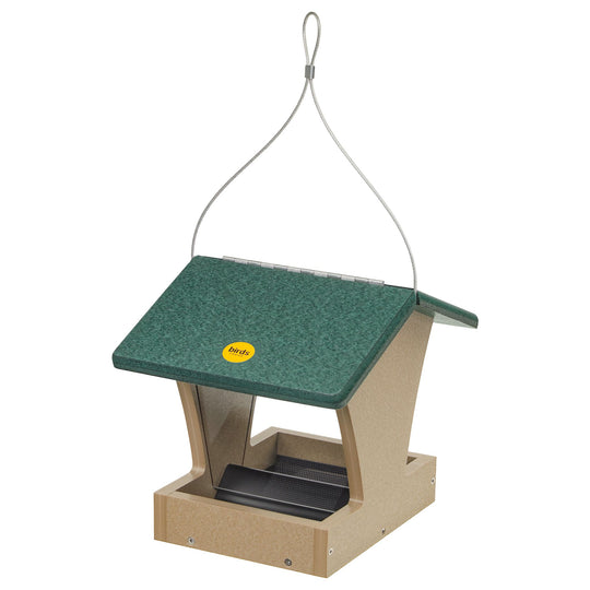 Small Recycled Hopper Bird Feeder - Taupe & Green