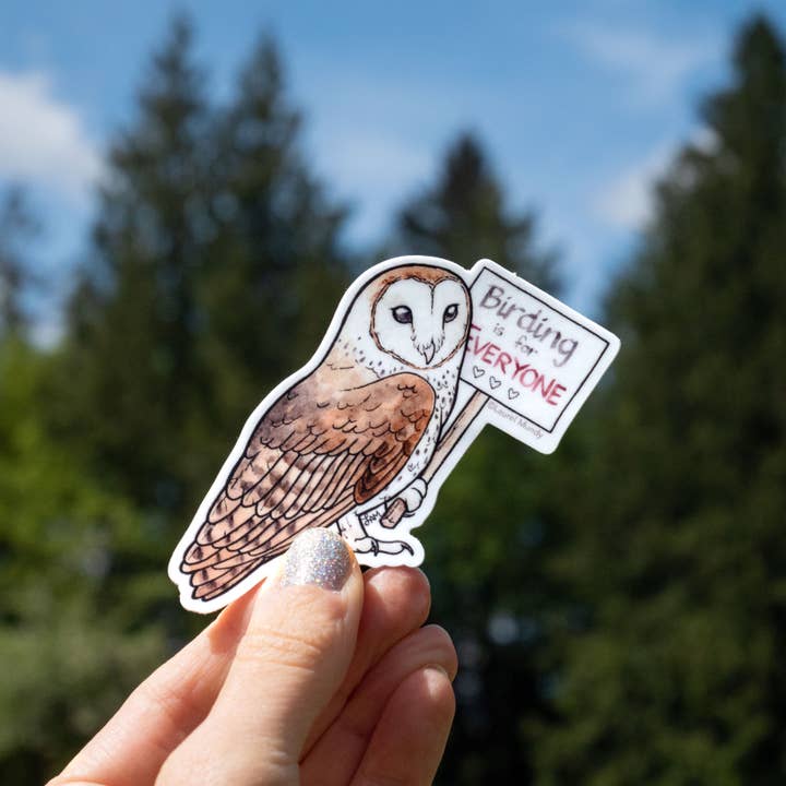 Birding Is for Everyone Barn Owl 3" Medium Vinyl Sticker