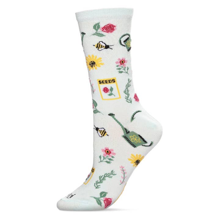 Flower Garden Bamboo Blend Crew Sock - Lichen