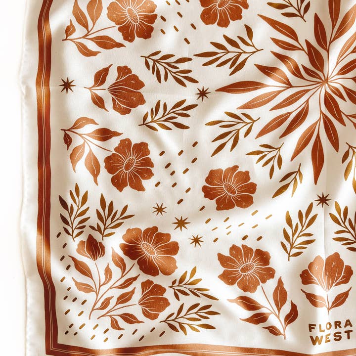 100% Silk Bandana Scarf - Desert Floral