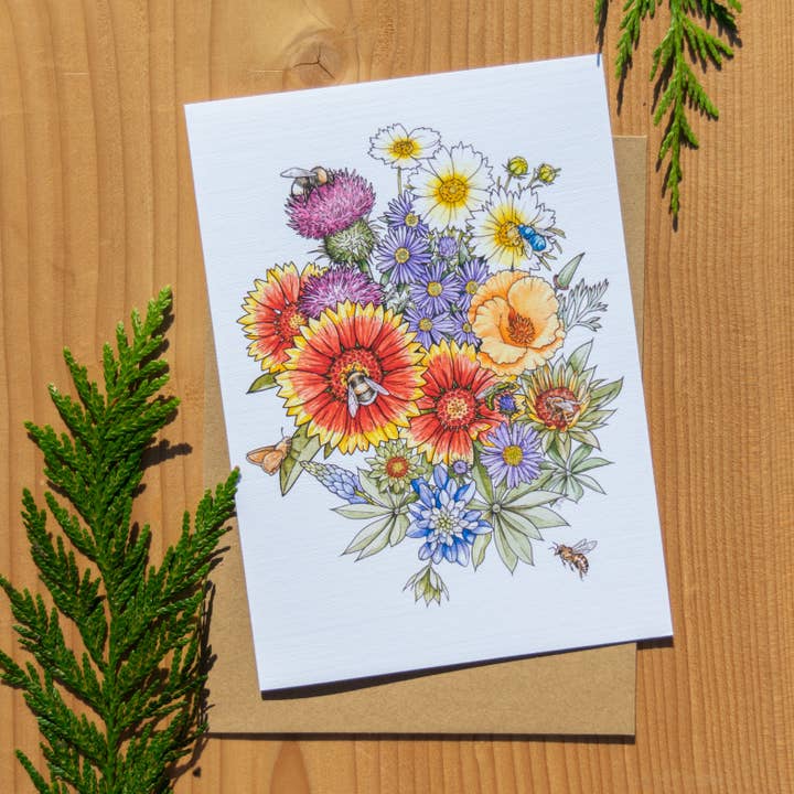 Pollinator Party 5x7 Fine Art Card, 100% Recycled Envelope