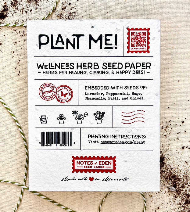 "Thank You For Helping Me Grow" Seed Card Herbs