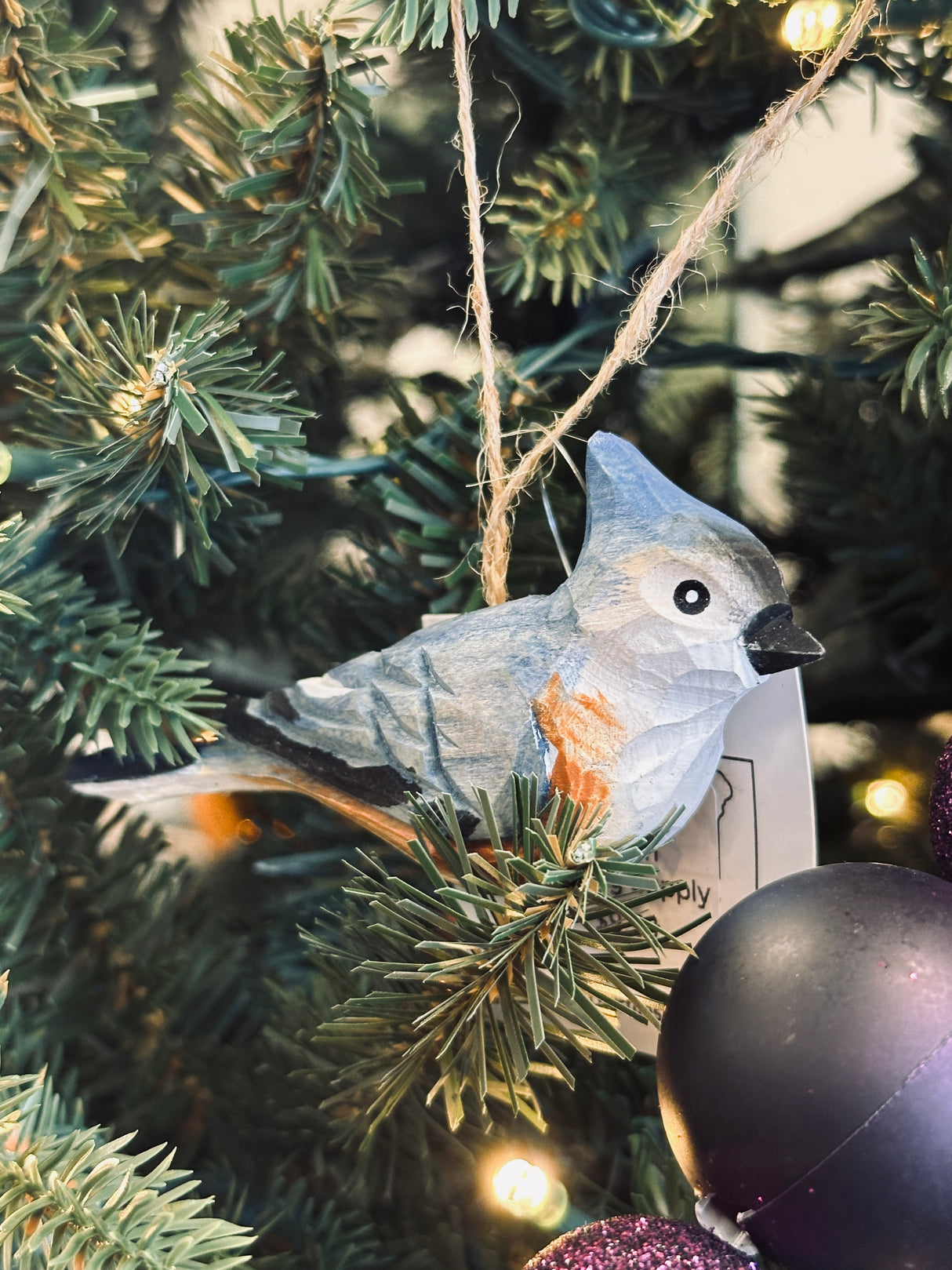 Hand Carved Titmouse Ornament