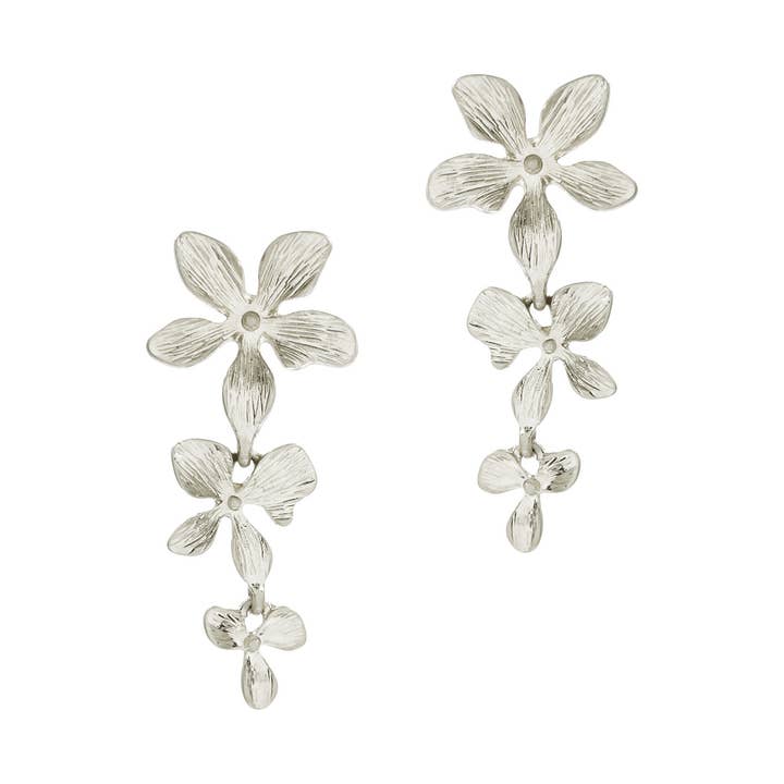 Triple Flower Drop Earrings