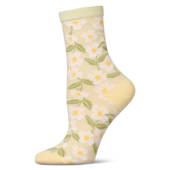 Women's Daisy Pointelle Crew Socks - Mint