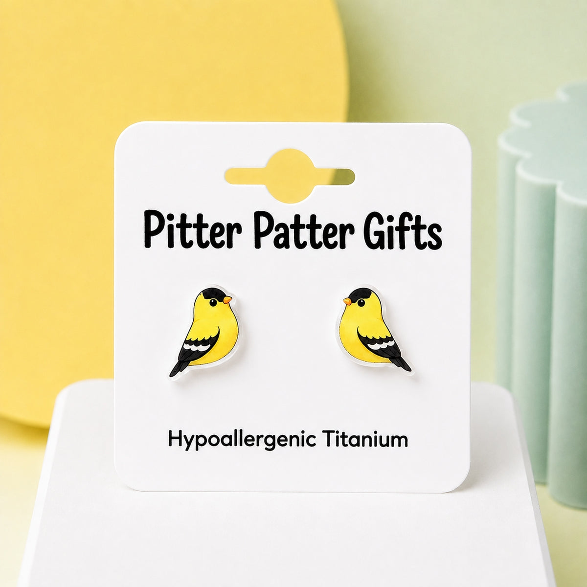 Goldfinch Bird Stud Earrings