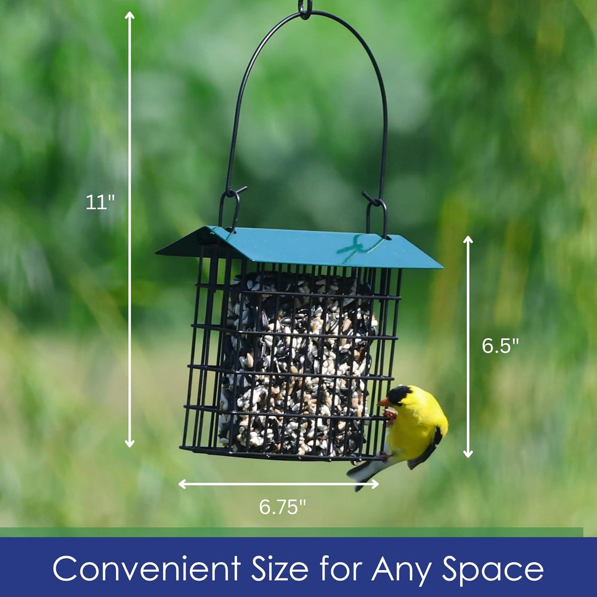 Green Single Suet Feeder with Roof