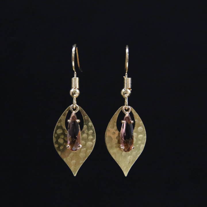 Crystal Leaf Drop Earrings