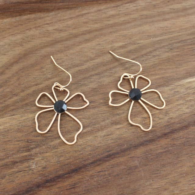 Flower with Stone Earrings