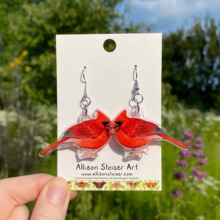 Acrylic Northern Cardinal Earrings