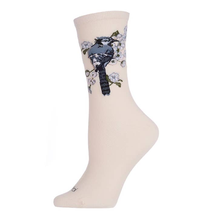 Memoi Blue Bird Limited Edition Crew Socks - Blush Pink