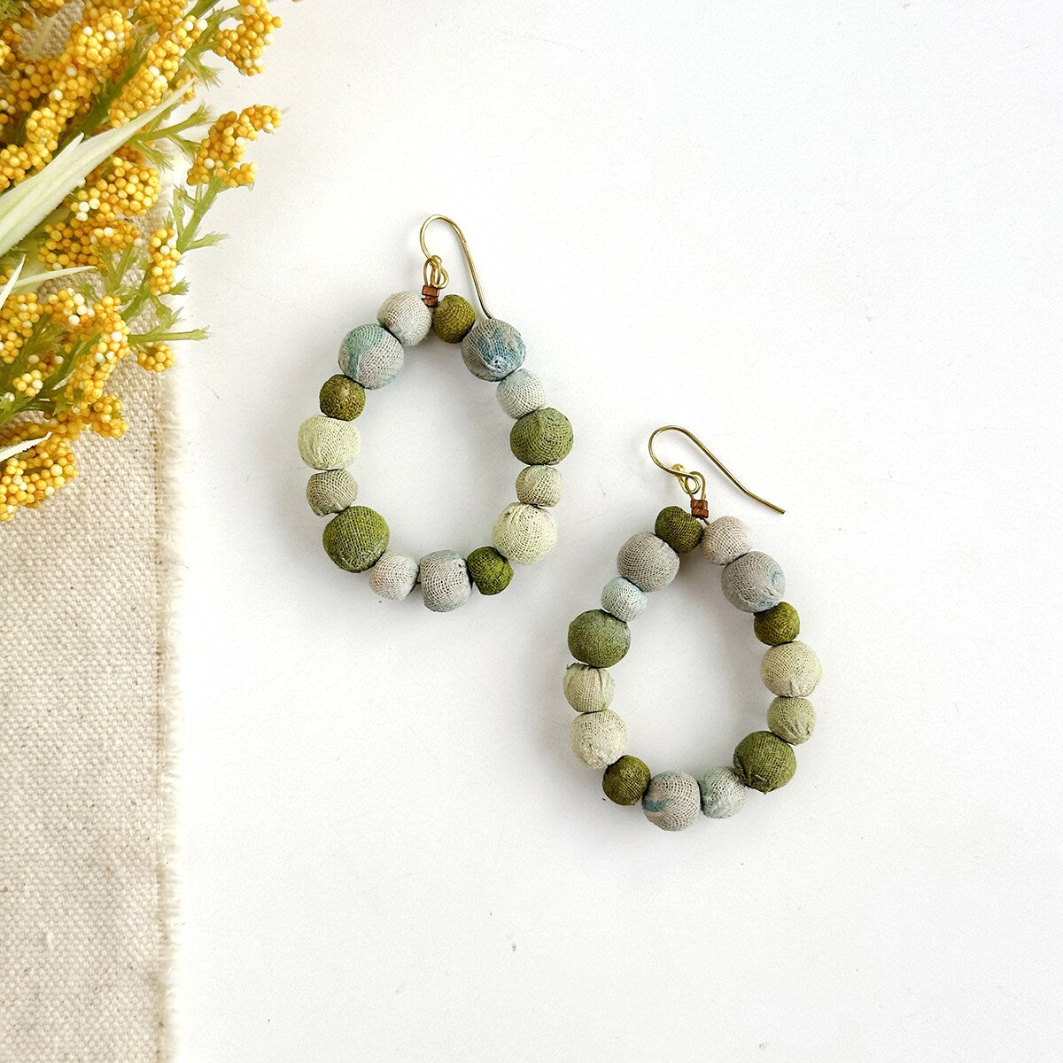 Kantha Waves Teardrop Earrings
