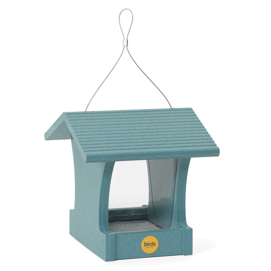 Small Recycled Hopper Bird Feeder - Lake Blue