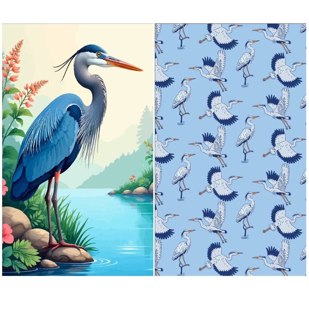 Blue Heron - Kitchen Dish Towel & Hand Towel