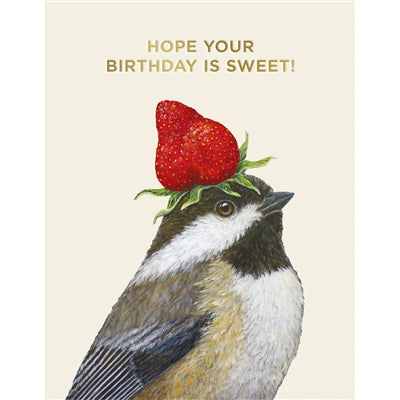 Sweet Chickadee Birthday Card with foil - 4.25" x 5.5"