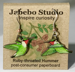 Ruby Throated Hummingbird Earrings