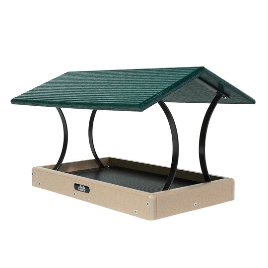 Fly-Thru Bird Feeder in Taupe and Green Recycled Plastic Medium