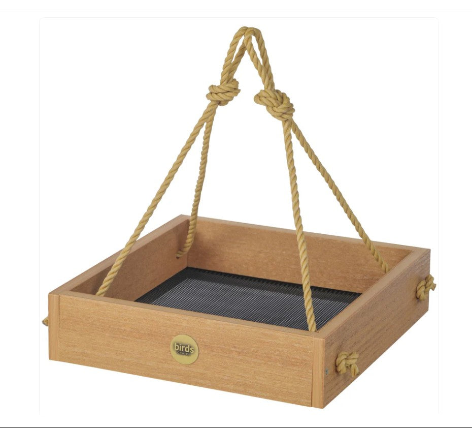 Small Hanging Platform Feeder in Natural Teak