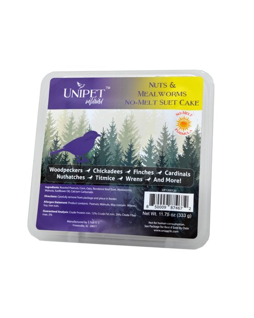 Wild Bird Nuts & Mealworms No-Melt Suet Cake
