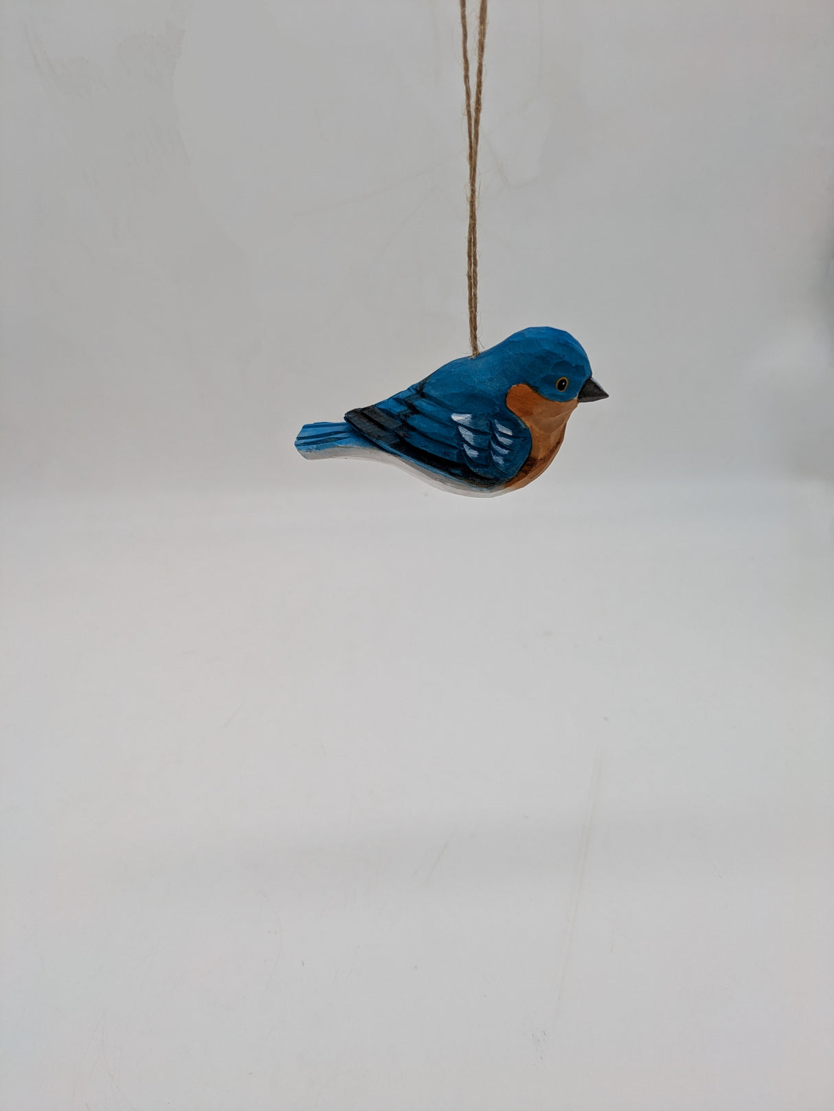 Hand Carved Blue Bird Ornament