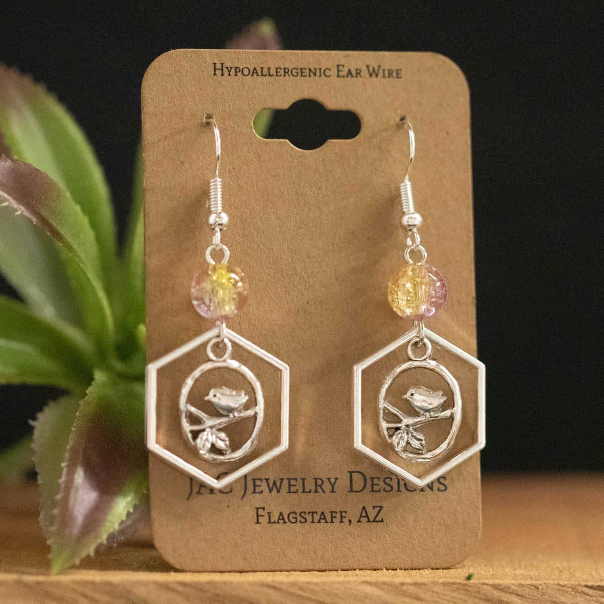Perched Bird Crystal Earrings