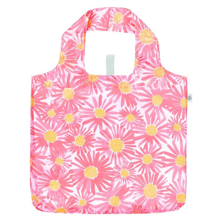 Pink Daisies Reusable Shopper Blu Bag