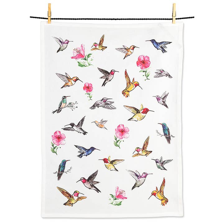 Watercolour Hummingbirds Tea Towel