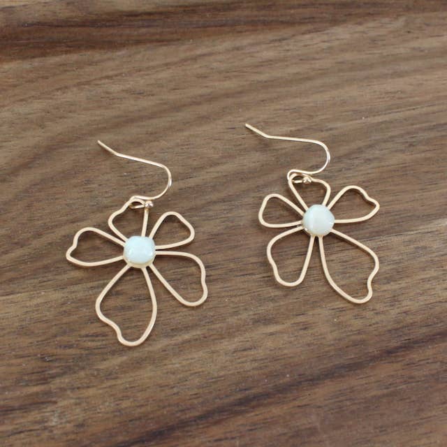 Flower with Stone Earrings