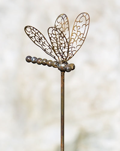 Flamed Dragonfly Garden Stake