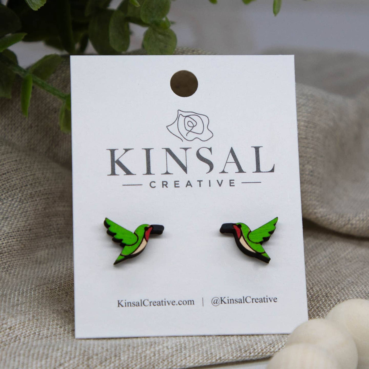 Hummingbird Wood Stud Earrings