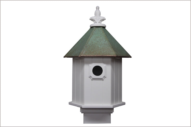 White PVC & Verdigris Copper Roof Bird House