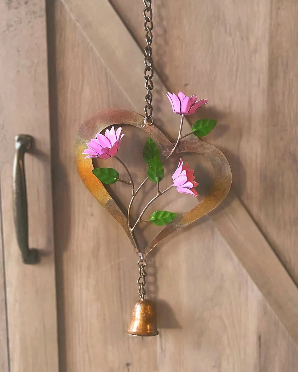 Multicolored Flowers on Heart Ornament