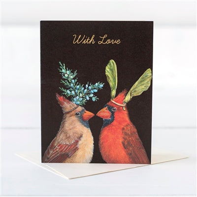 Cardinal Love Card - Gold Foil - "With Love"