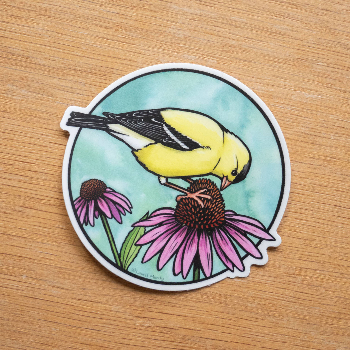 Goldfinch on Coneflower Sticker