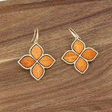 Wooden 4-Petal Flower Earrings