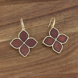 Wooden 4-Petal Flower Earrings