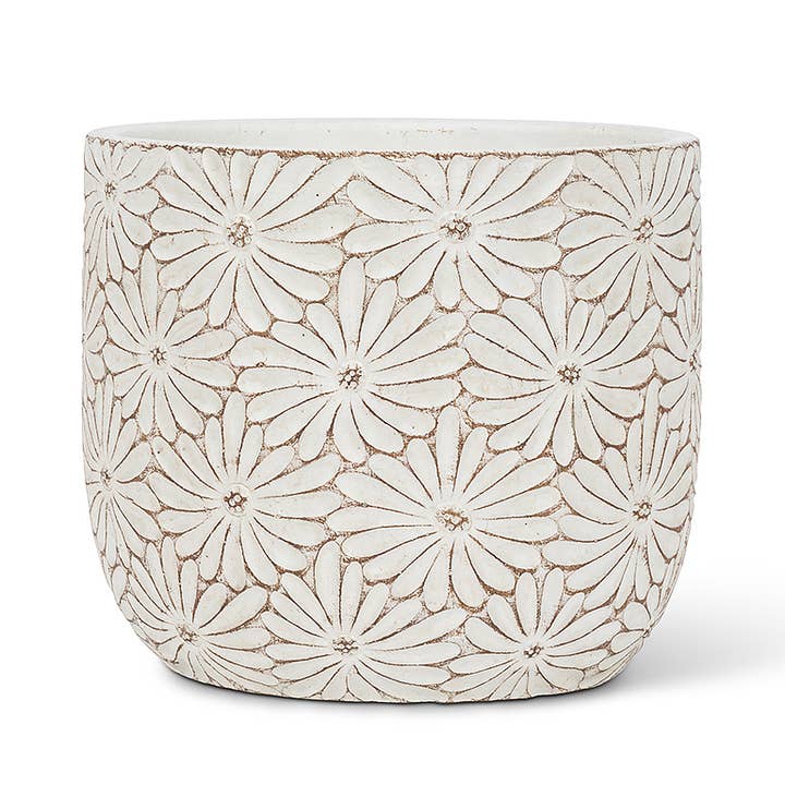 Lg White Daisy Planter 6"