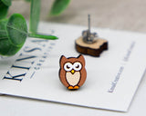Owl Wood Stud Earrings