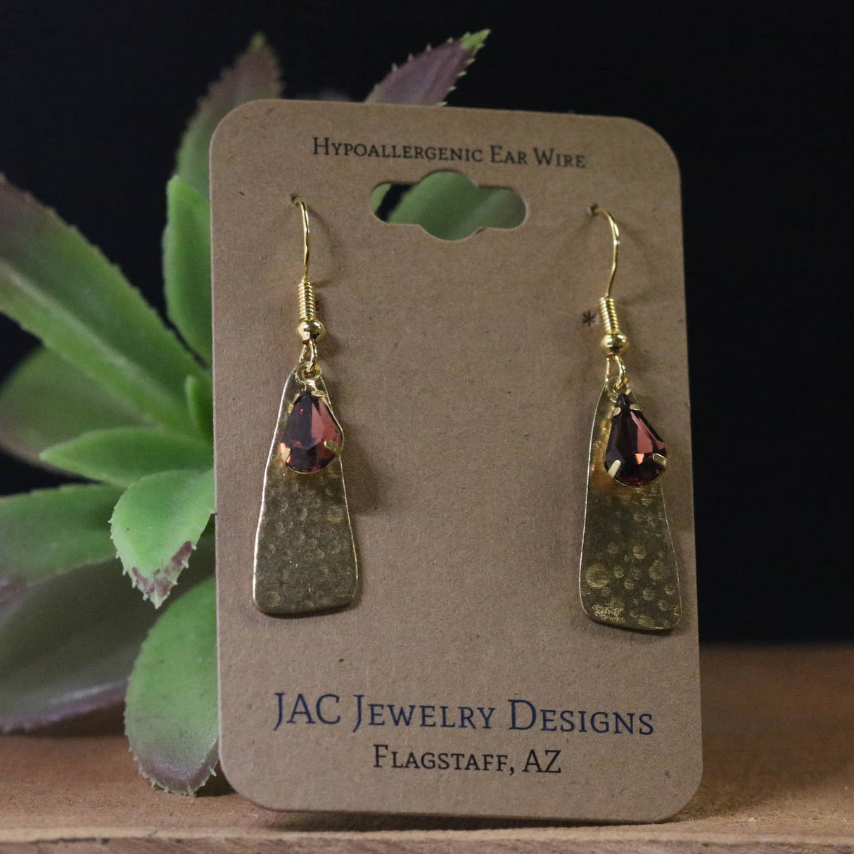 Hammered Teardrop Crystal Earrings