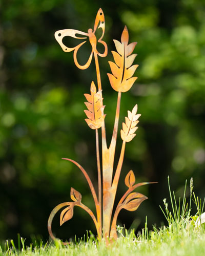 Flamed Butterfly on Plant Garden Stake