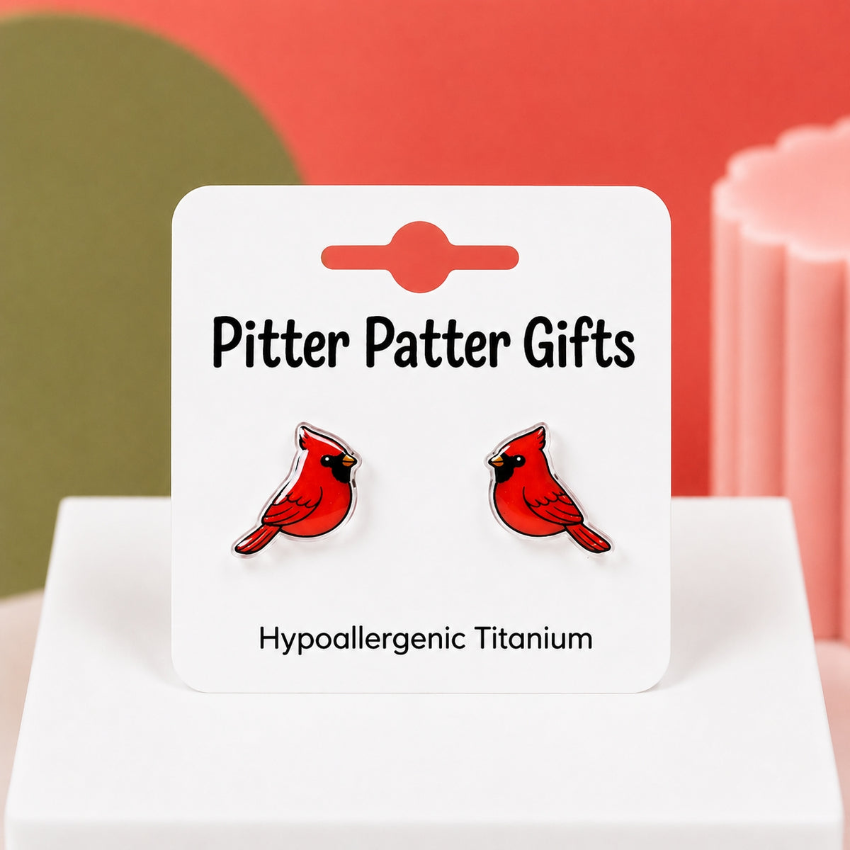 Cardinal Bird Stud Earrings