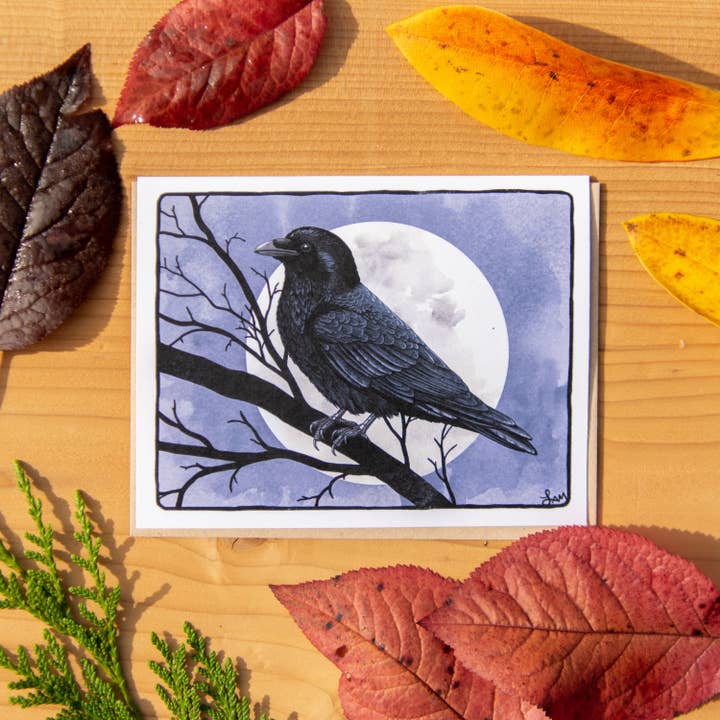 Raven Moon Greeting Card 100% Recycled Paper