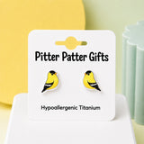 Goldfinch Bird Stud Earrings