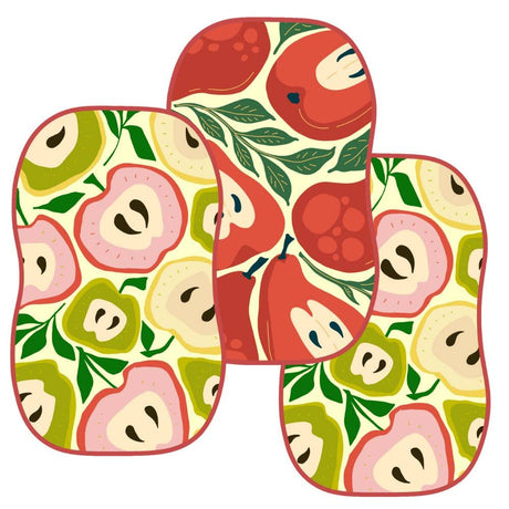 Reusable sponge with colorful apple pattern