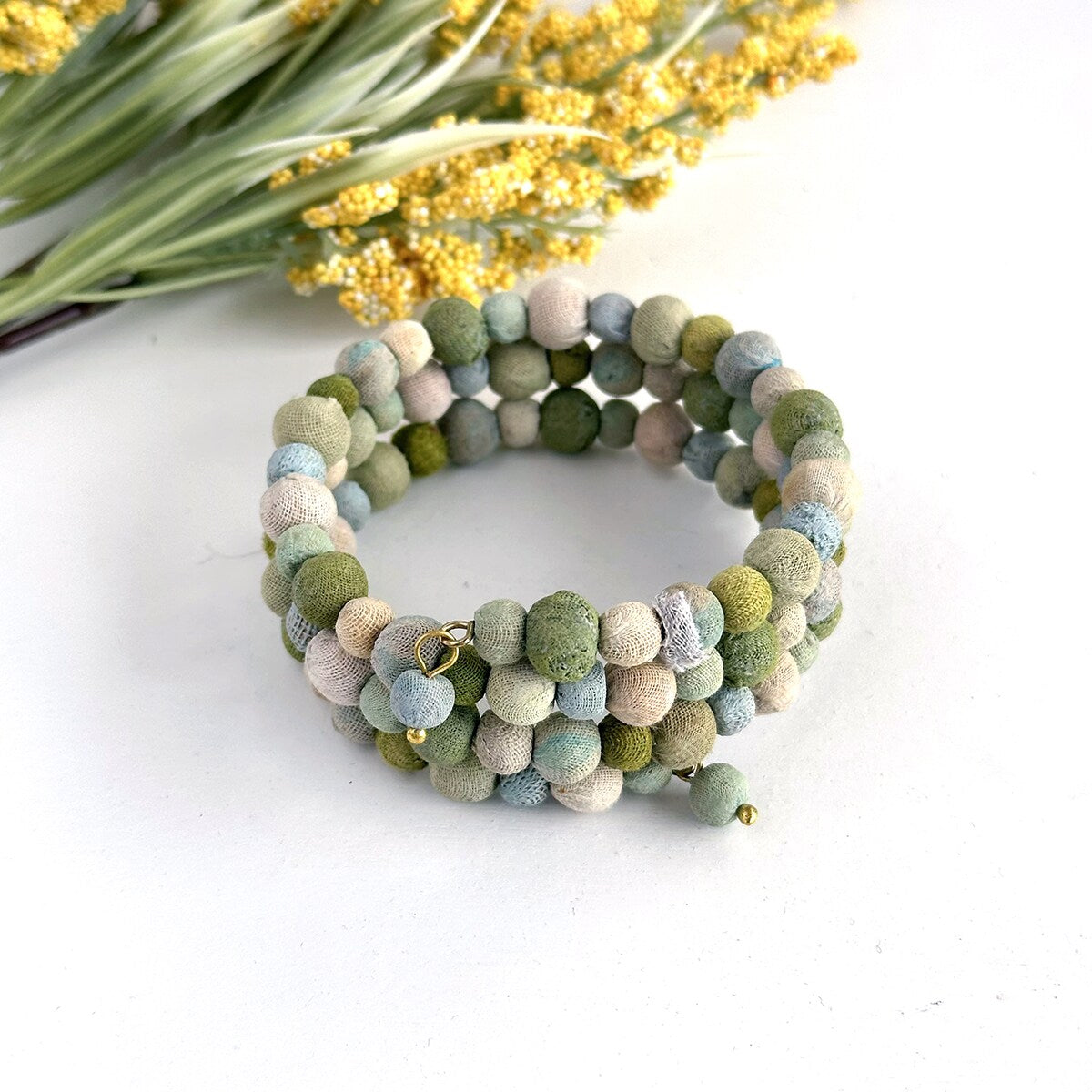 Kantha Waves Spiral Bracelet