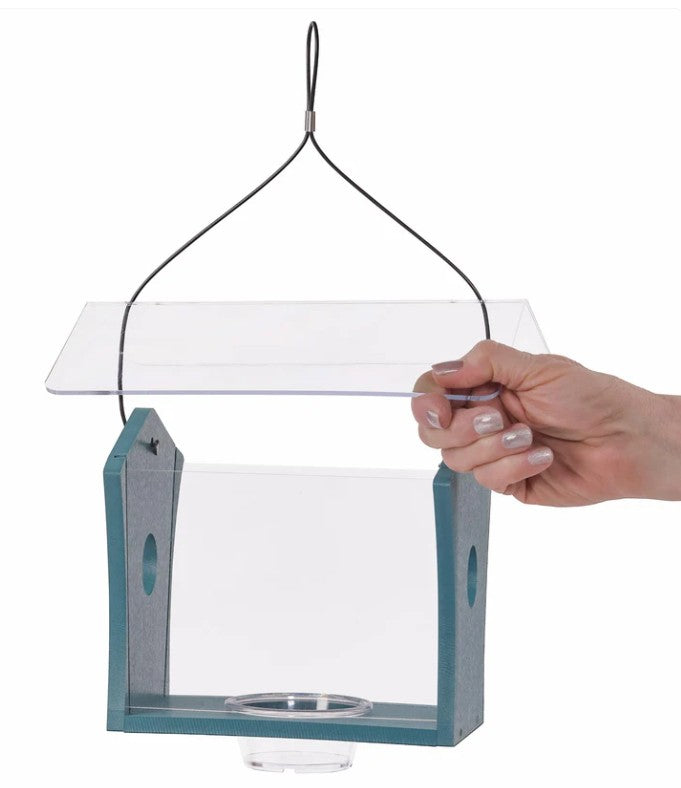 Bluebird Feeder in Blue Recycled Plastic