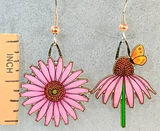 Echinacea Flower Butterfly Earrings