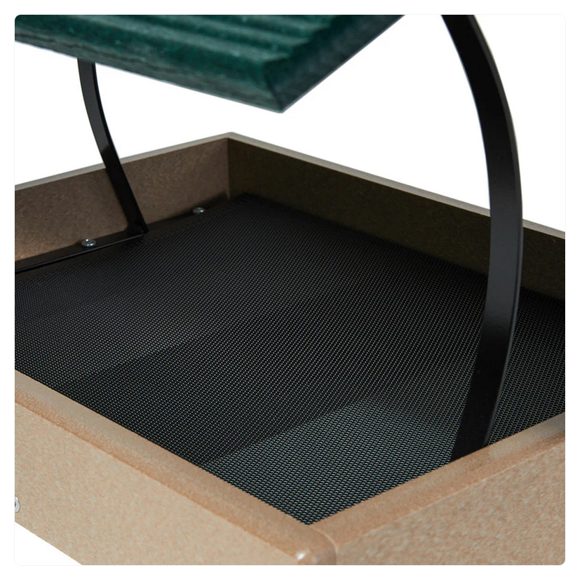 Large Fly-Thru Bird Feeder in Taupe and Green Recycled Plastic